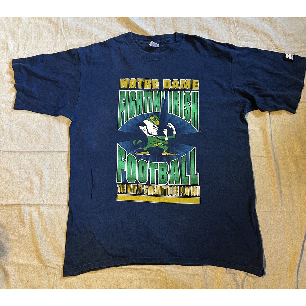 Vintage Notre Dame Fighting Irish Starter Tee Made In USA Size XL